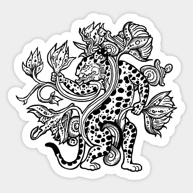 Mayan Jaguar Sticker by ZugArt01